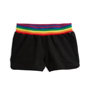 French Terry Track Shorts - Black with Rainbow Rib