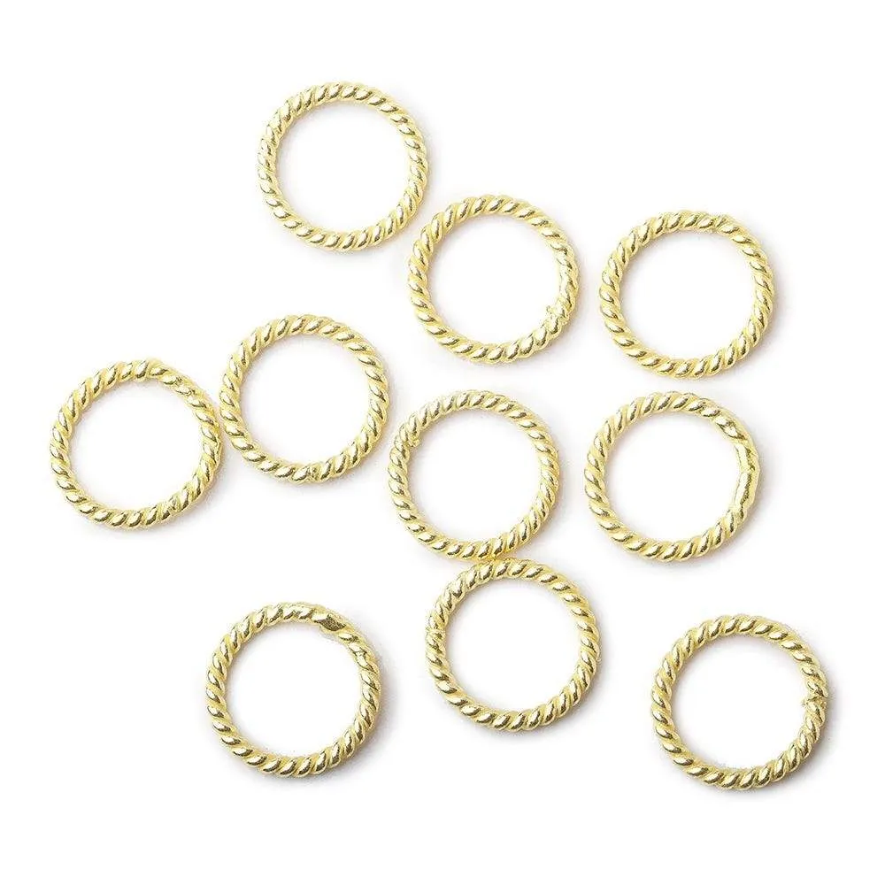 10mm Twisted Vermeil closed Jumpring 10 pcs per bag