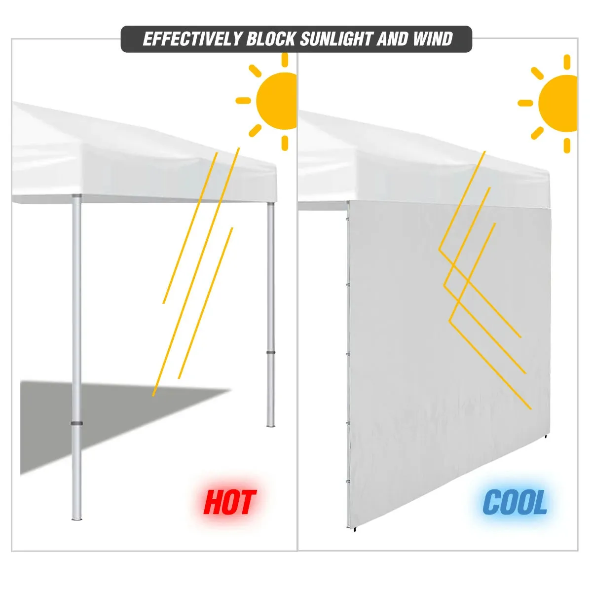 10x6.2ft Instant Canopy Sidewall for 10x10ft Pop Up Canopy