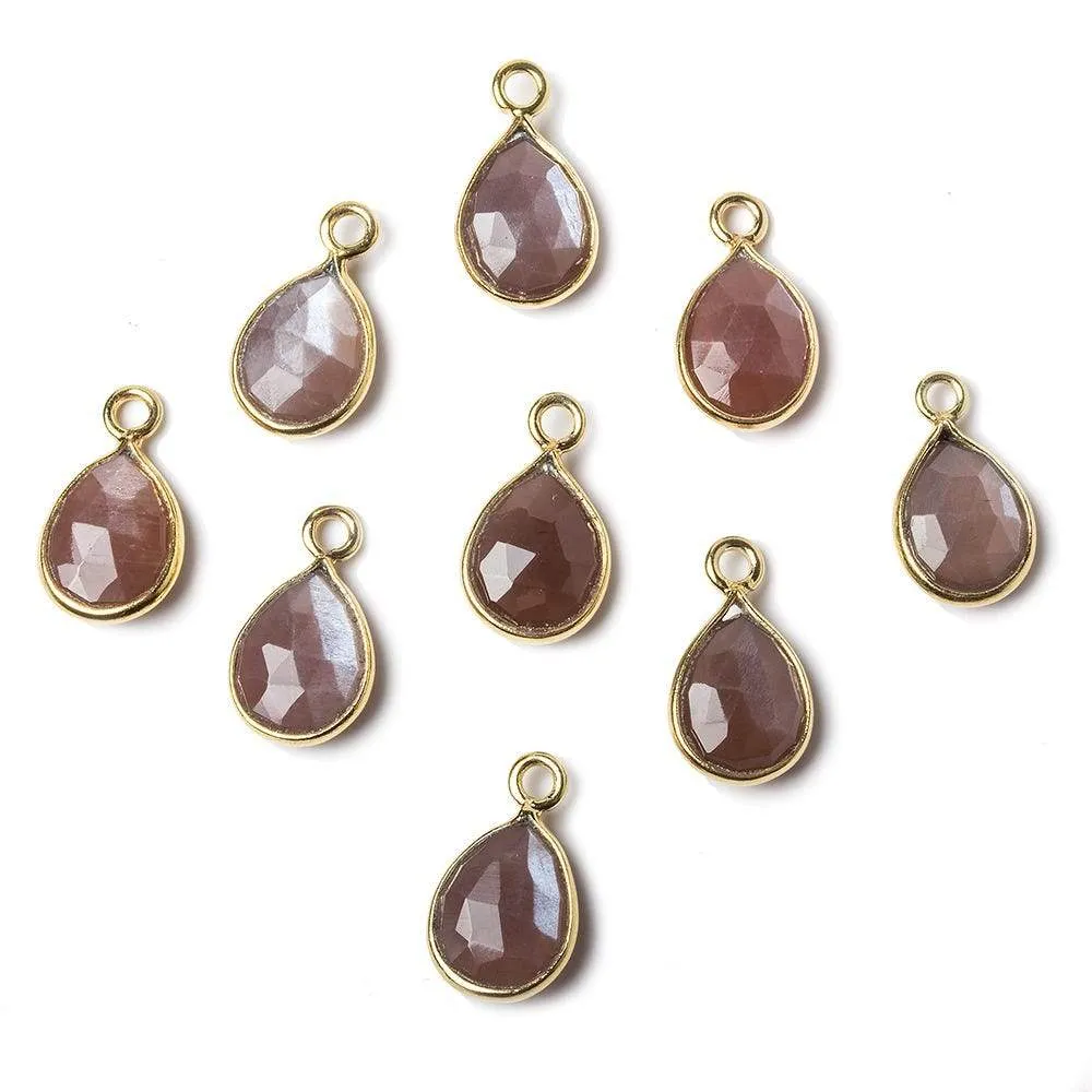 10x7mm Vermeil Bezel Chocolate Moonstone faceted pear Petite Pendant 1 piece