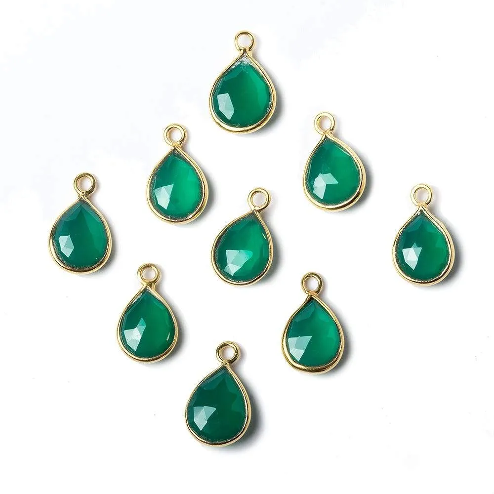 10x7mm Vermeil Bezel Green Onyx faceted pear Petite Pendant 1 piece