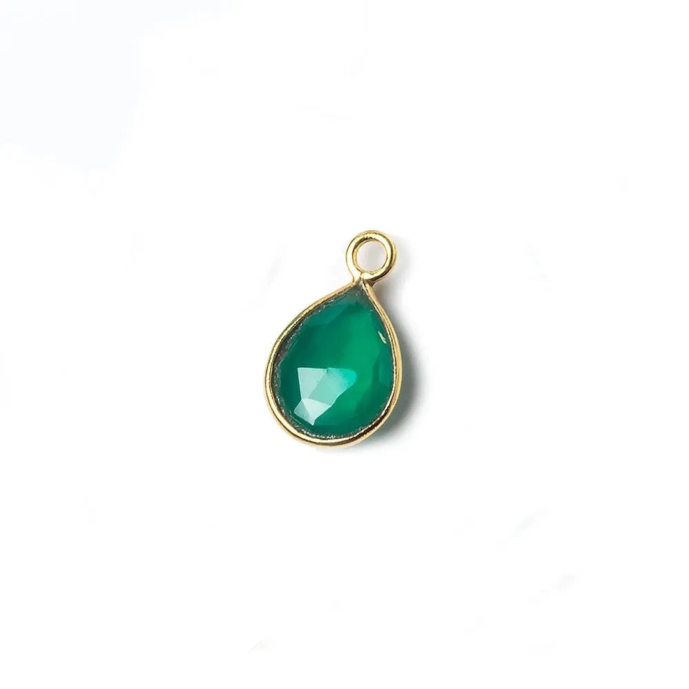 10x7mm Vermeil Bezel Green Onyx faceted pear Petite Pendant 1 piece