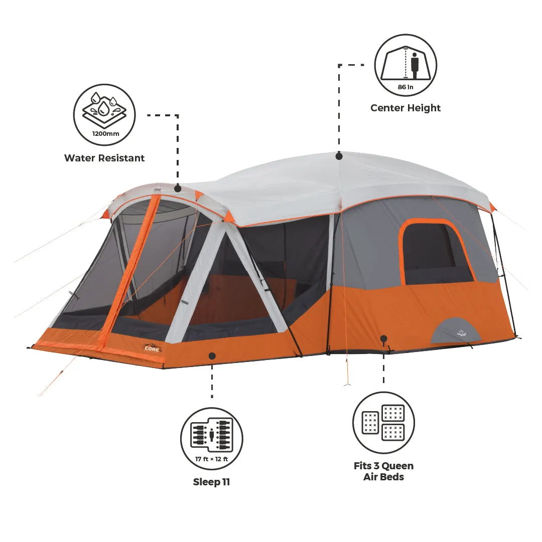 11 Person Cabin Tent with Screen Room 17' x 12'