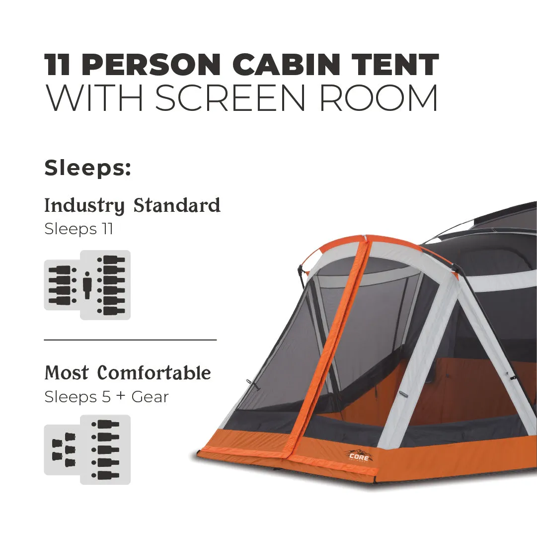 11 Person Cabin Tent with Screen Room 17' x 12'