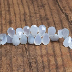 11x8mm Turkish Chalcedony Faceted Pears 8 inch 48 beads