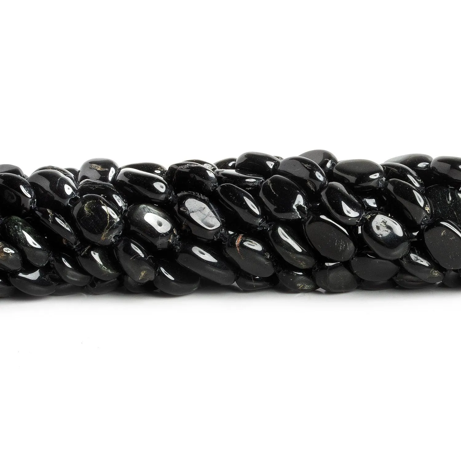 11x9mm Black Tourmaline Ovals 14 inch 33 beads