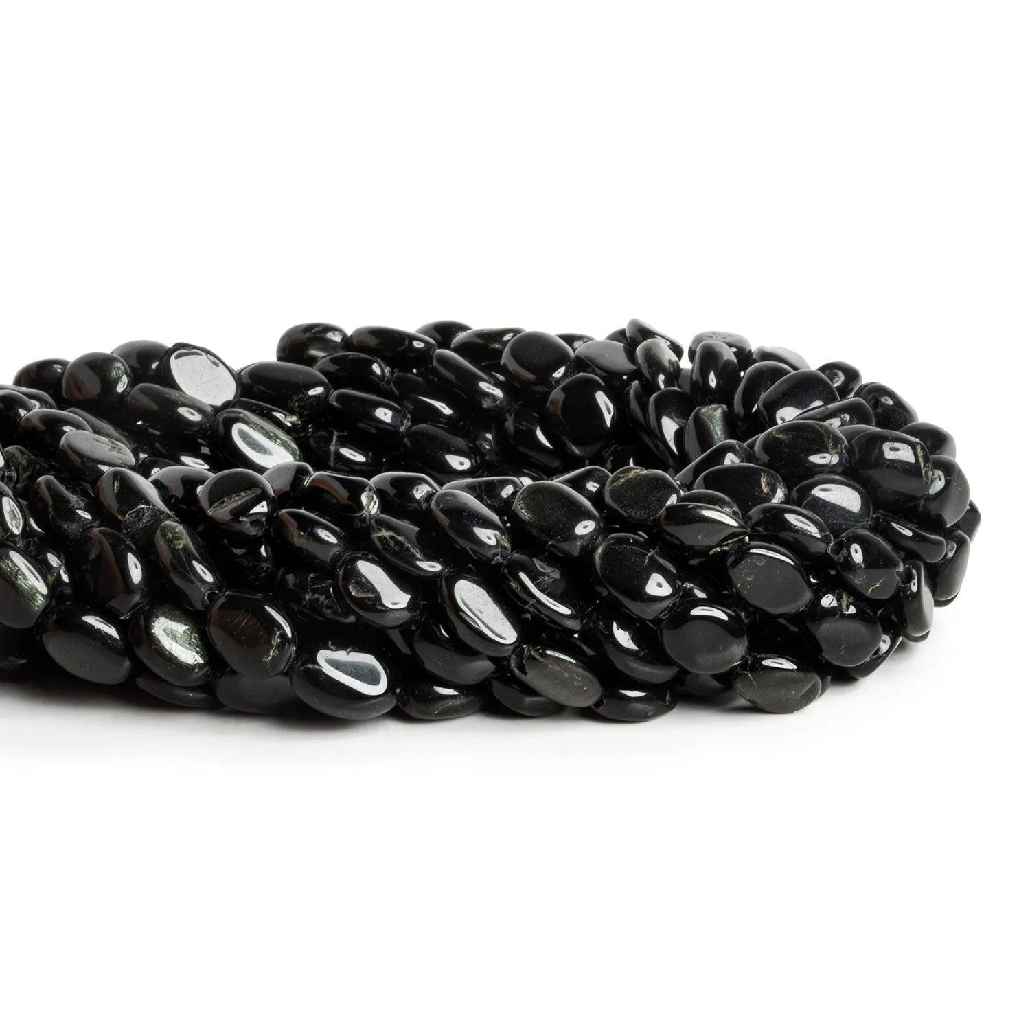 11x9mm Black Tourmaline Ovals 14 inch 33 beads