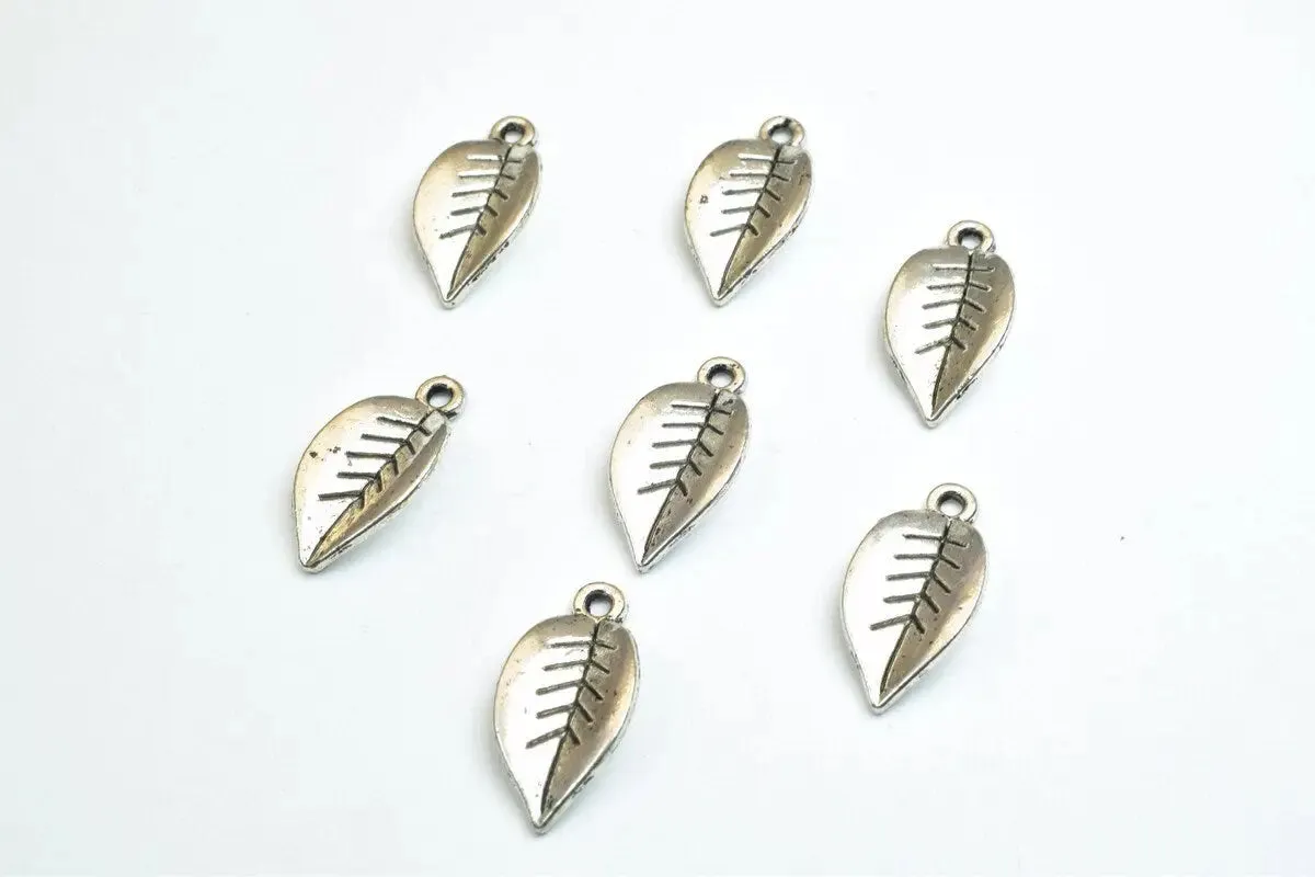 14 PCs Leaf Silver/Gold/Bronze Alloy Charm Beads Size 18x9.5mm Jump Ring Size 1.5mm Winter Leaf For Jewelry Making