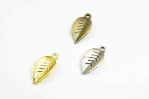 14 PCs Leaf Silver/Gold/Bronze Alloy Charm Beads Size 18x9.5mm Jump Ring Size 1.5mm Winter Leaf For Jewelry Making