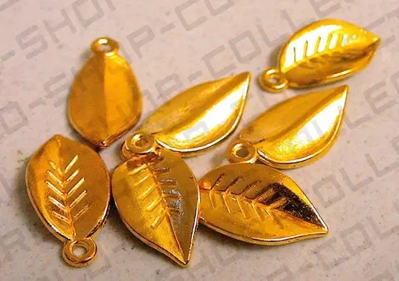 14 PCs Leaf Silver/Gold/Bronze Alloy Charm Beads Size 18x9.5mm Jump Ring Size 1.5mm Winter Leaf For Jewelry Making