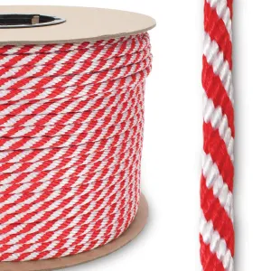 1/4" x 1000' Solid Braid MFP Red/White Stripe (10 Spool Min.)