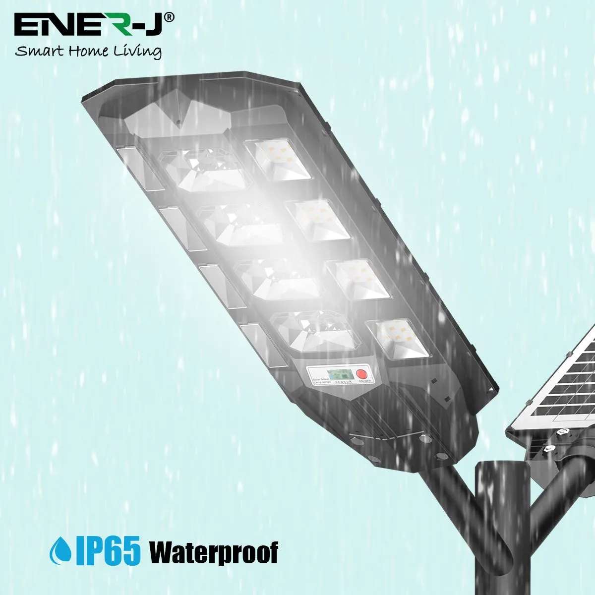 150W Solar Streetlights 6500K with 6V 15W Solar Panel & 18000 mAh Battery & Remote