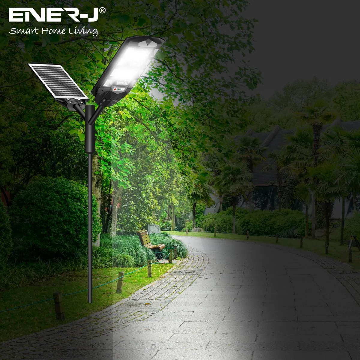 150W Solar Streetlights 6500K with 6V 15W Solar Panel & 18000 mAh Battery & Remote