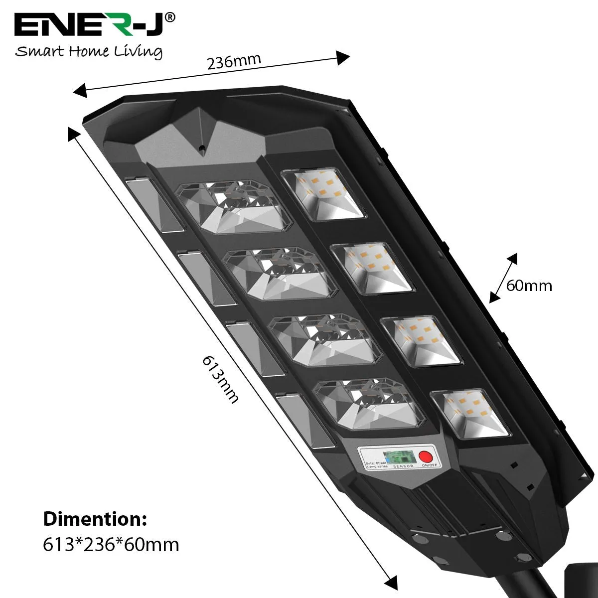 150W Solar Streetlights 6500K with 6V 15W Solar Panel & 18000 mAh Battery & Remote