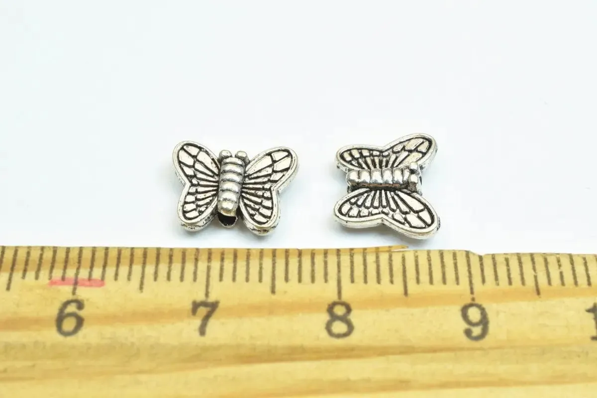 20 PCs Butterfly Antique Silver Alloy Connector Charm Beads Size 9x11mm Decorative Design Beads 1mm JumpRing Size for Jewelry Making