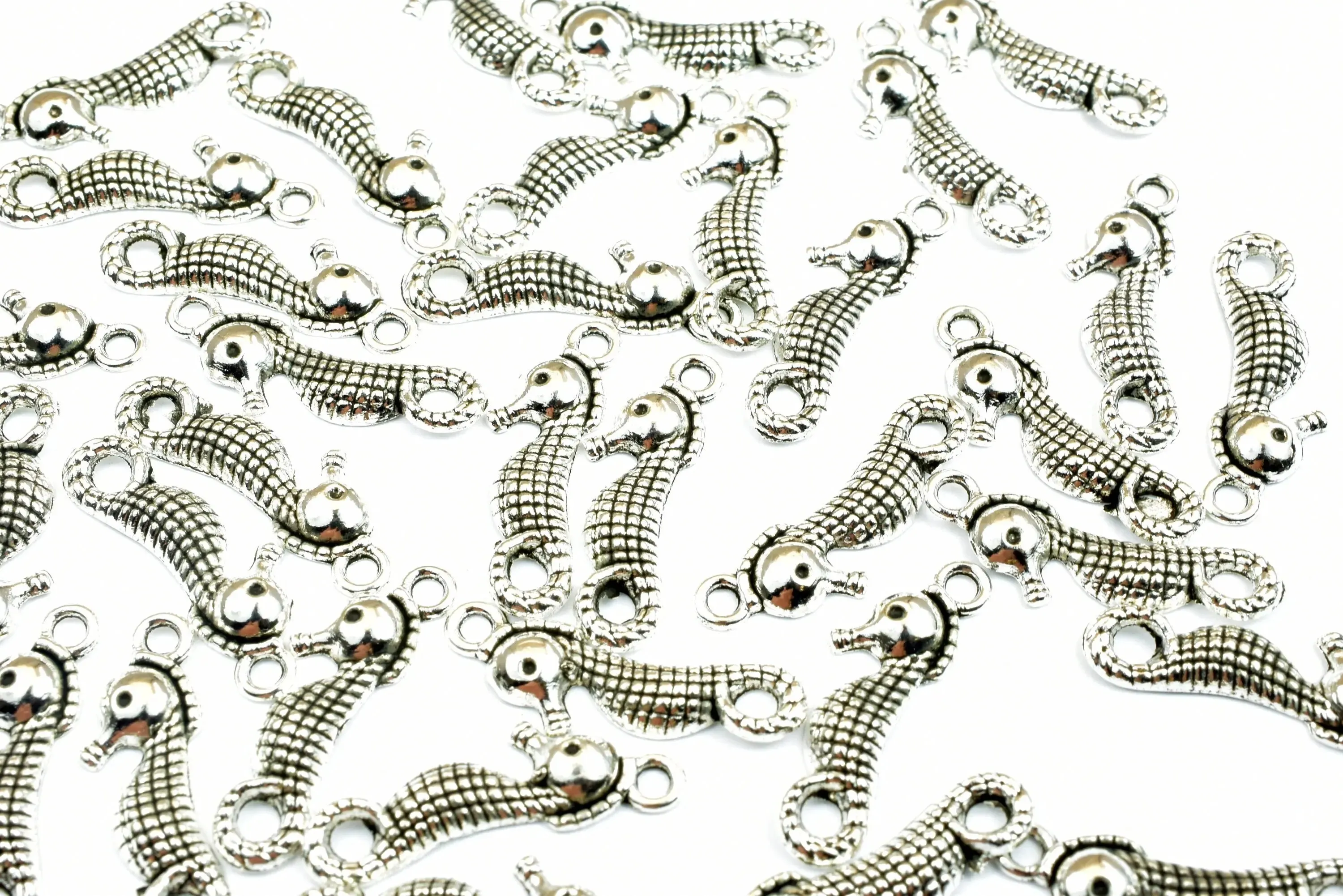 35 PCs Seahorse Charms Alloy Silver Size 22x7mm Jump Ring Size 2mm For Jewelry Making