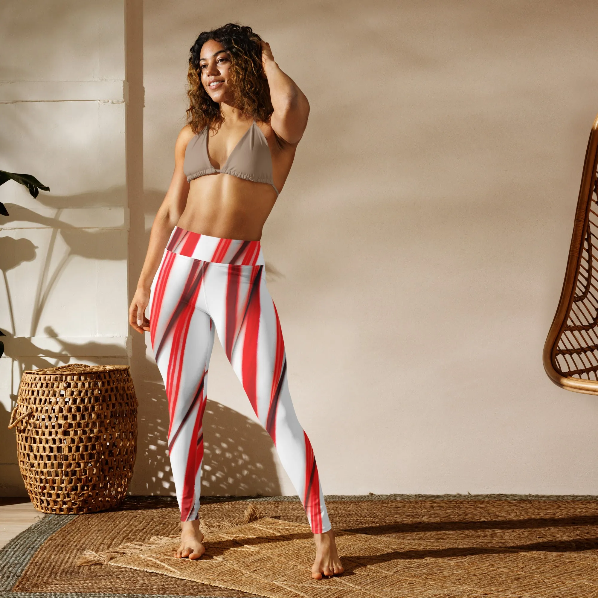 3D Candy Cane Yoga Leggings