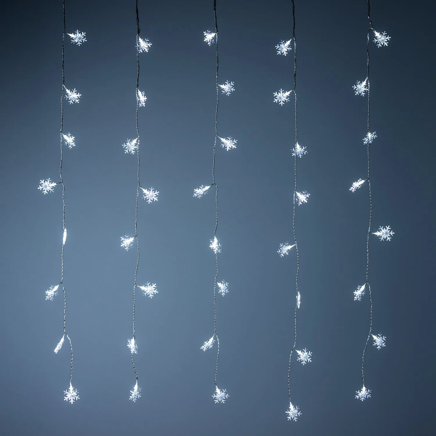 40 White LED Snowflake Curtain Light