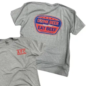 American Farm Co. "Drink Beer, Eat Beef" T-Shirt in Heather Grey