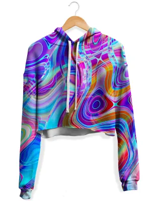 Aqua Realm Fleece Crop Hoodie