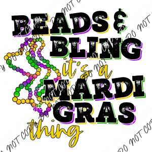 Beads and Bling Mardi Gras DTF Transfer