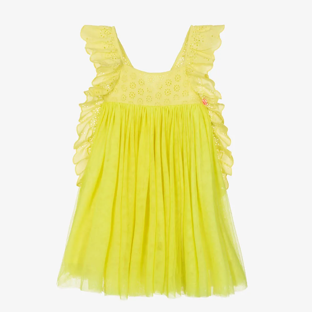 Billieblush Tulle Dress with Eyelet Embroidered Straps