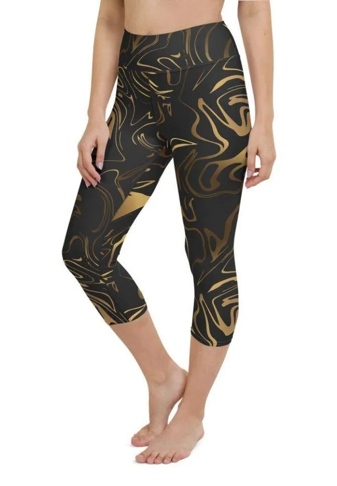 Black & Gold Yoga Capris