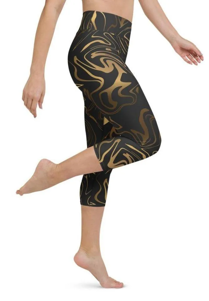 Black & Gold Yoga Capris