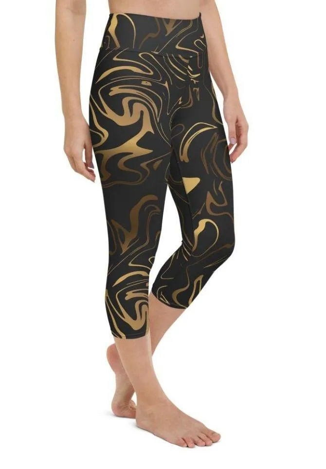 Black & Gold Yoga Capris