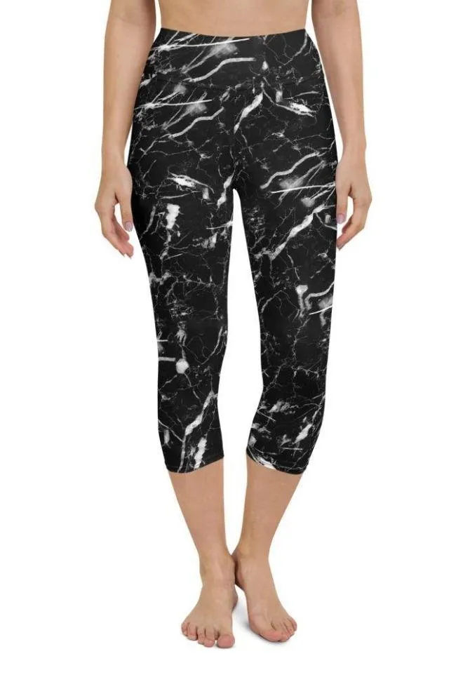 Black Marble Yoga Capris