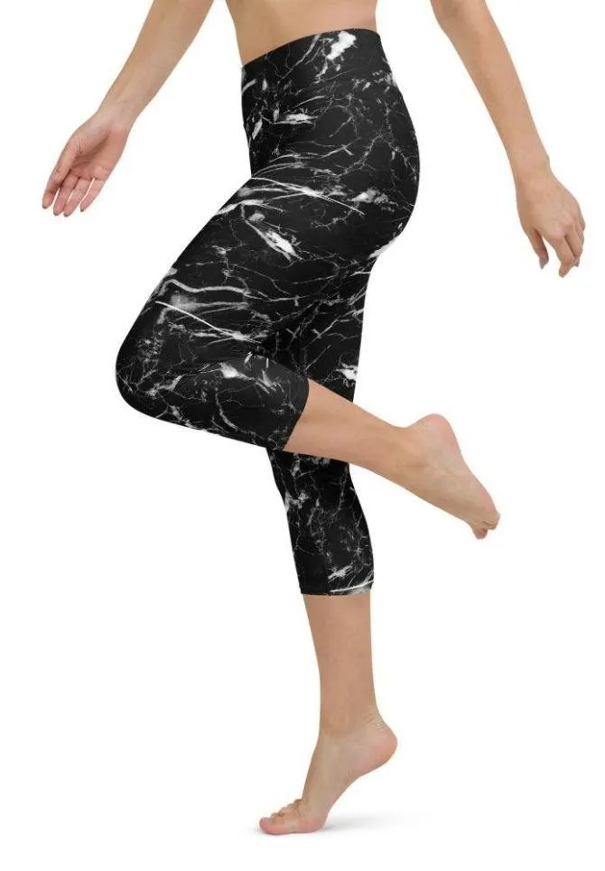 Black Marble Yoga Capris