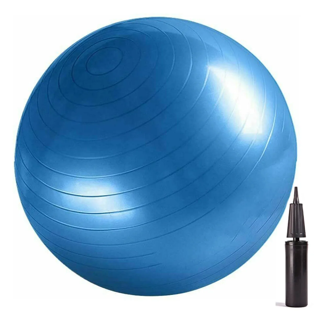 BLUE 65CM ANTI BURST YOGA SWISS BALL WITH PUMP