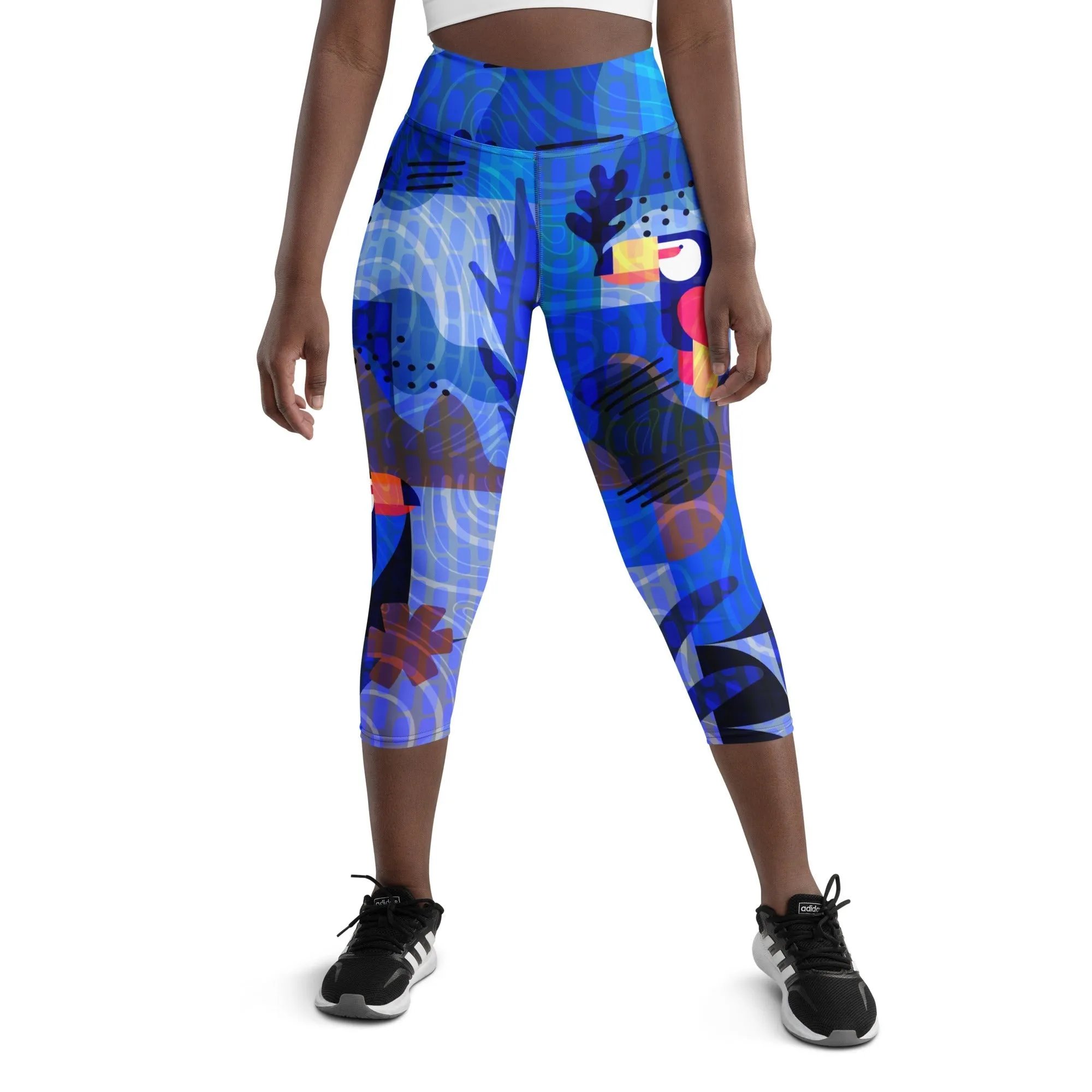 Blue Abstract Yoga Capris