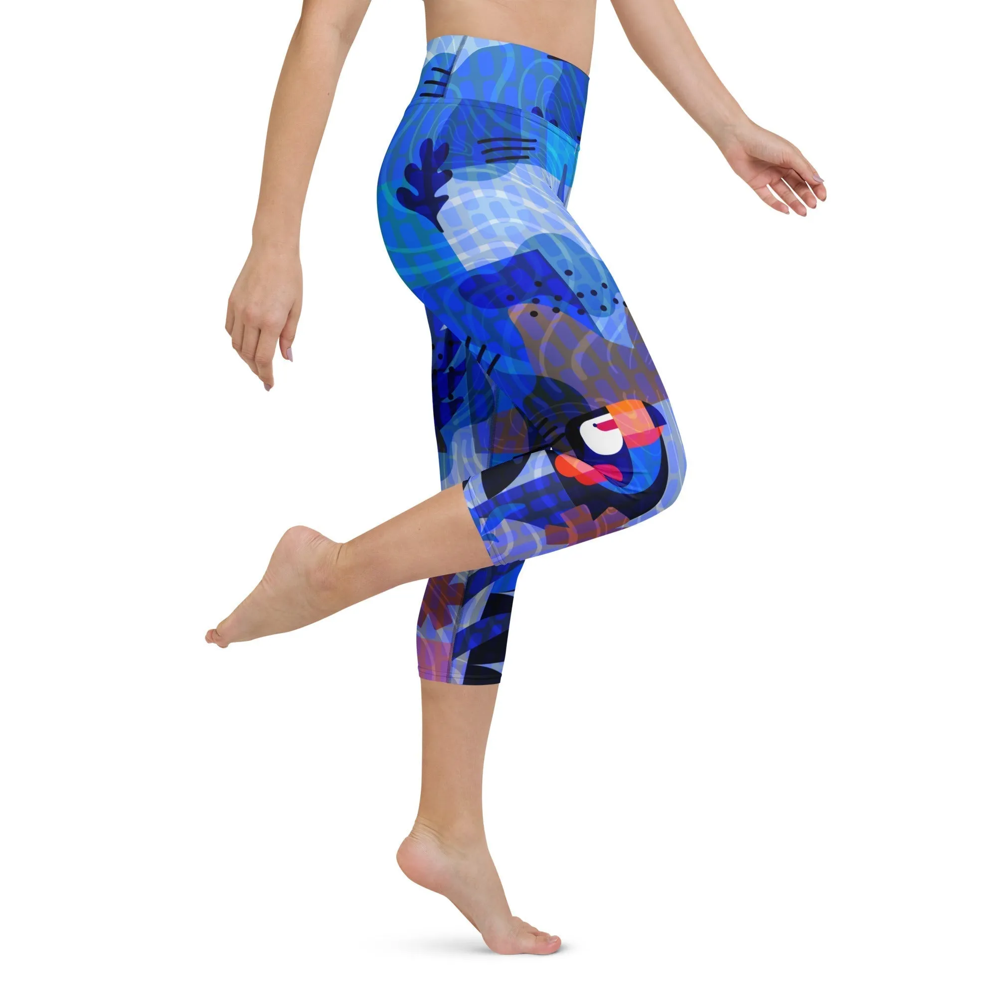 Blue Abstract Yoga Capris