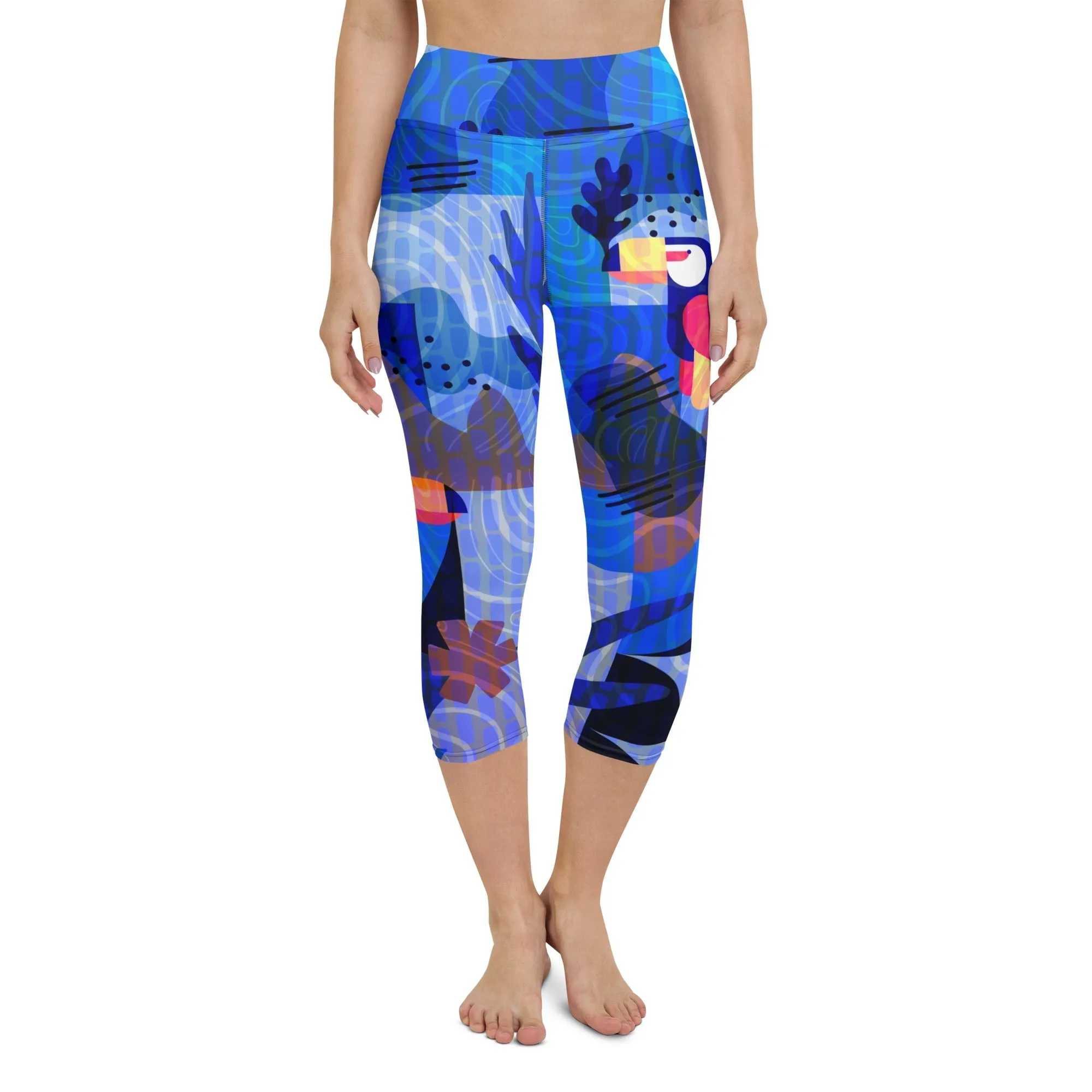 Blue Abstract Yoga Capris