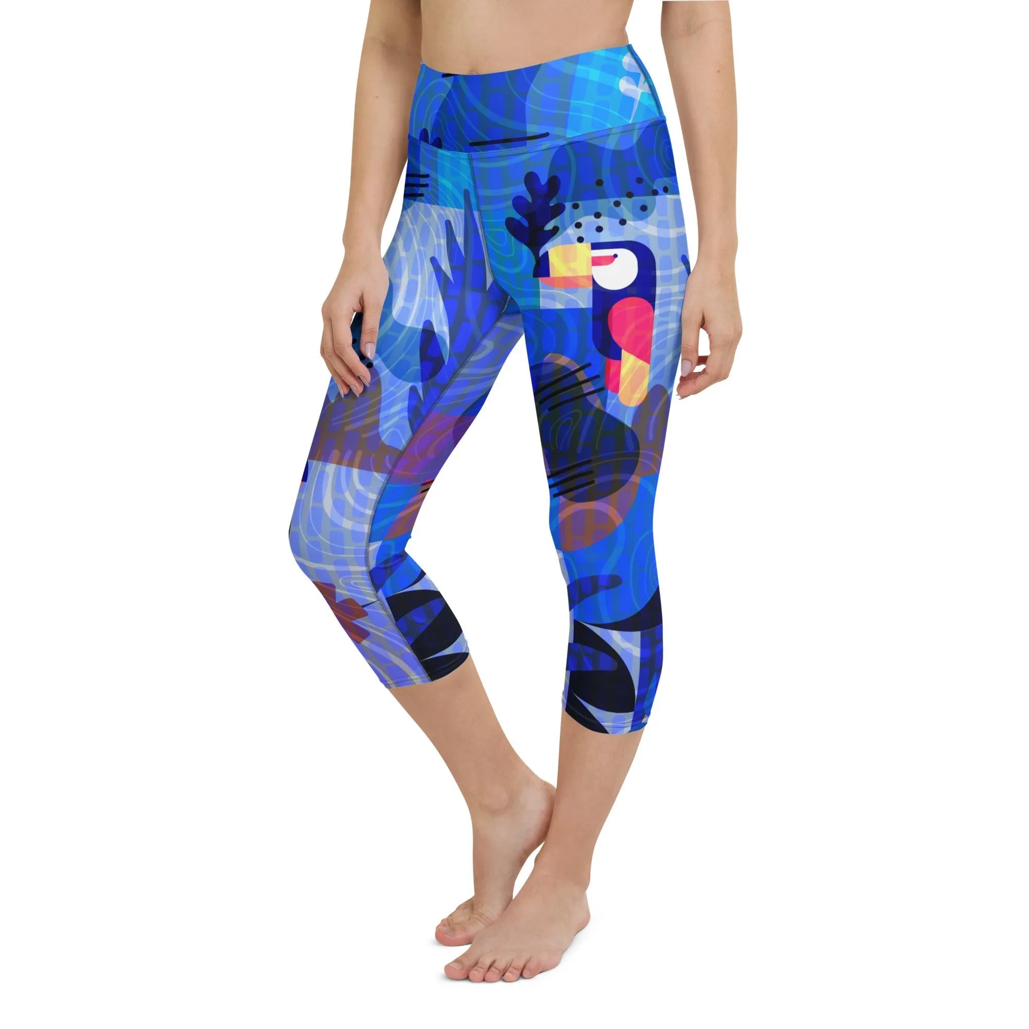 Blue Abstract Yoga Capris