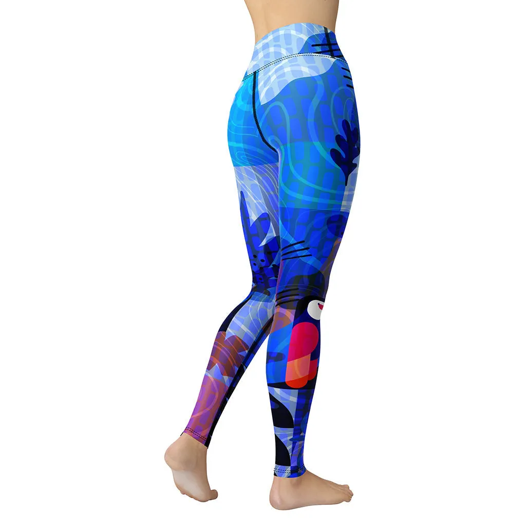 Blue Abstract Yoga Leggings