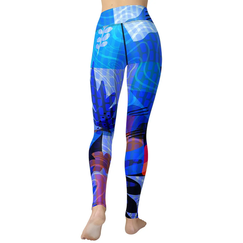 Blue Abstract Yoga Leggings