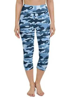 Blue Camo Yoga Capris