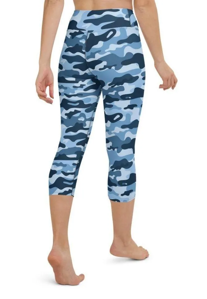 Blue Camo Yoga Capris