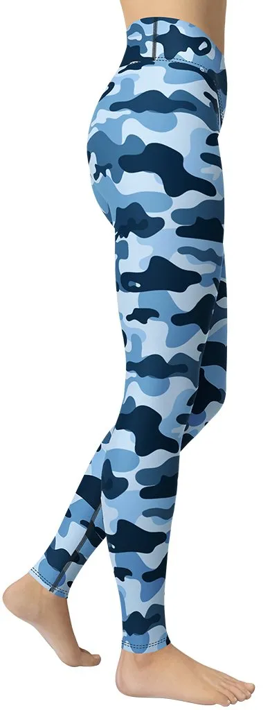 Blue Camo Yoga Leggings