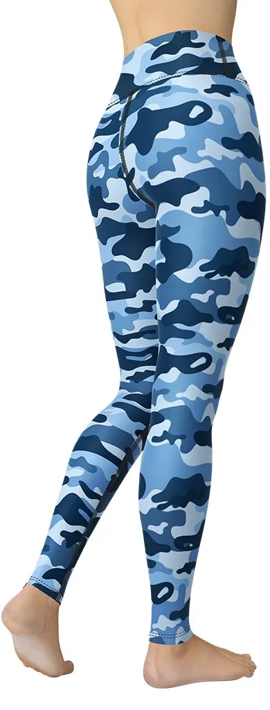 Blue Camo Yoga Leggings