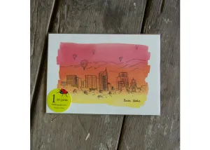 Boise Skyline Water Color Card