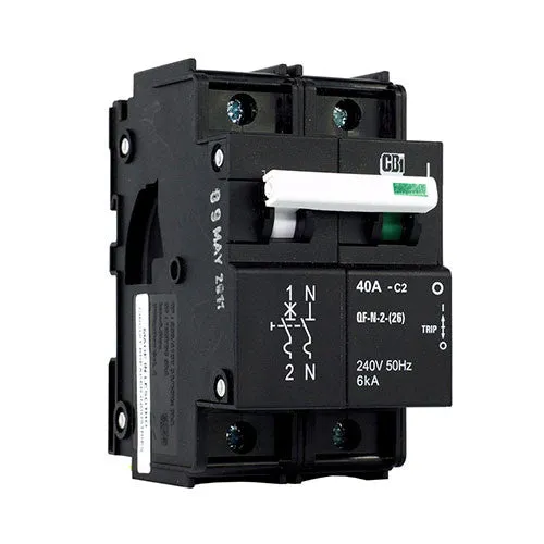 CBi Dual Mount High Rating Circuit Breaker C2 1 Pole   Neutral 6kA - QF-N-2(26)