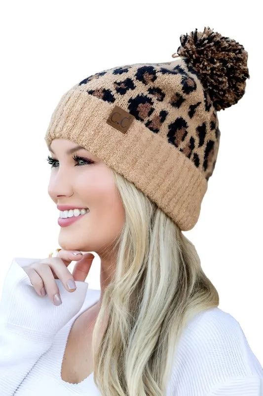 CC Leopard Pom Beanie