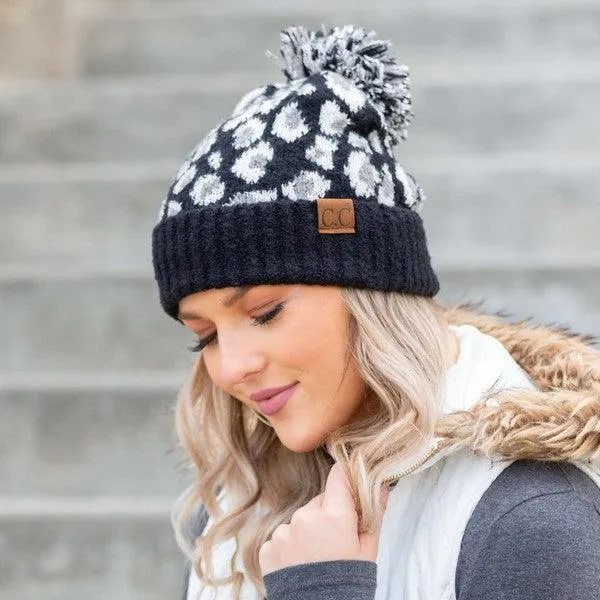 CC Leopard Pom Beanie