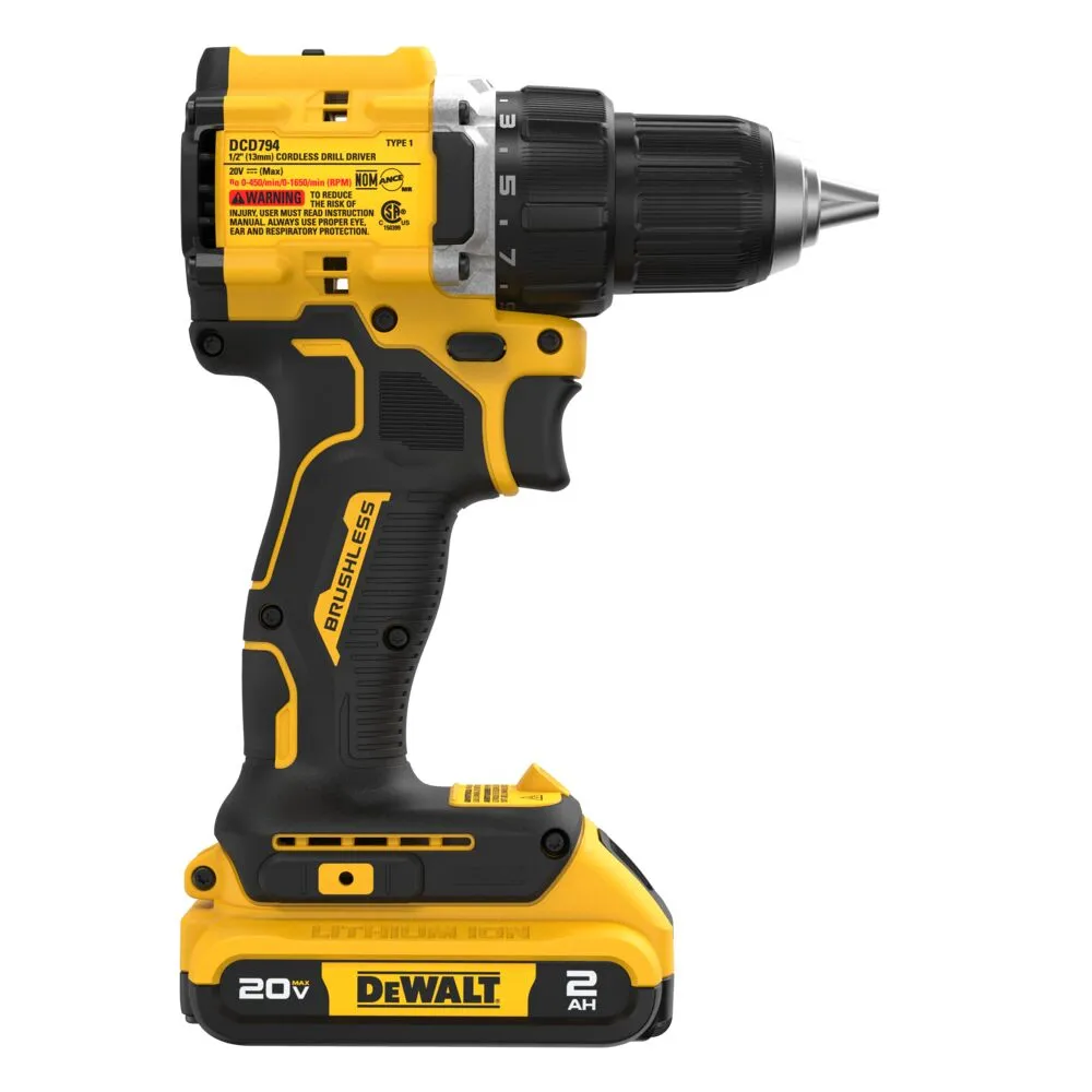 DeWALT DCD794D1 20V ATOMIC 1/2" MAX Brushless Cordless Drill/Driver Kit