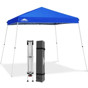 EAGLE PEAK 11x11 Slant Leg Pop-up Canopy Tent, Shelter 11x11 Base 9x9 Top, Blue / Green / White