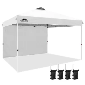 EAGLE PEAK Commercial Pop up Canopy with 1 Sidewall, Heavy Duty Canopy Tent 12x12, Roller Bag and 4 Weight Bags