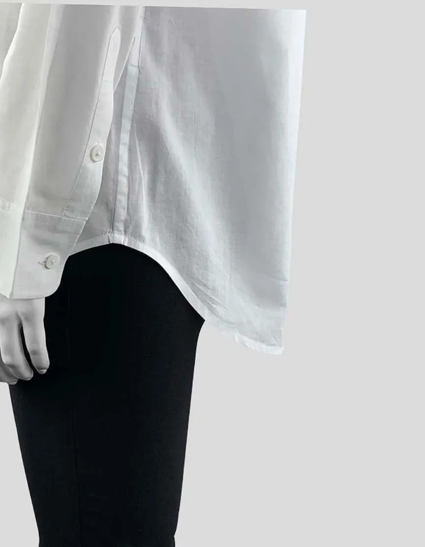 Equipment Women's Slim Signature Long Sleeve White Cotton Button Down Long Sleeve Blouse With Spread Collar Relaxed Fit Size Small Petite